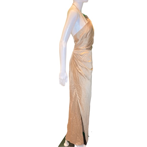 NWT Significant Other Gracie One Shoulder Satin Dress in Almond (Taupe) - Sz 10 - Picture 6 of 13